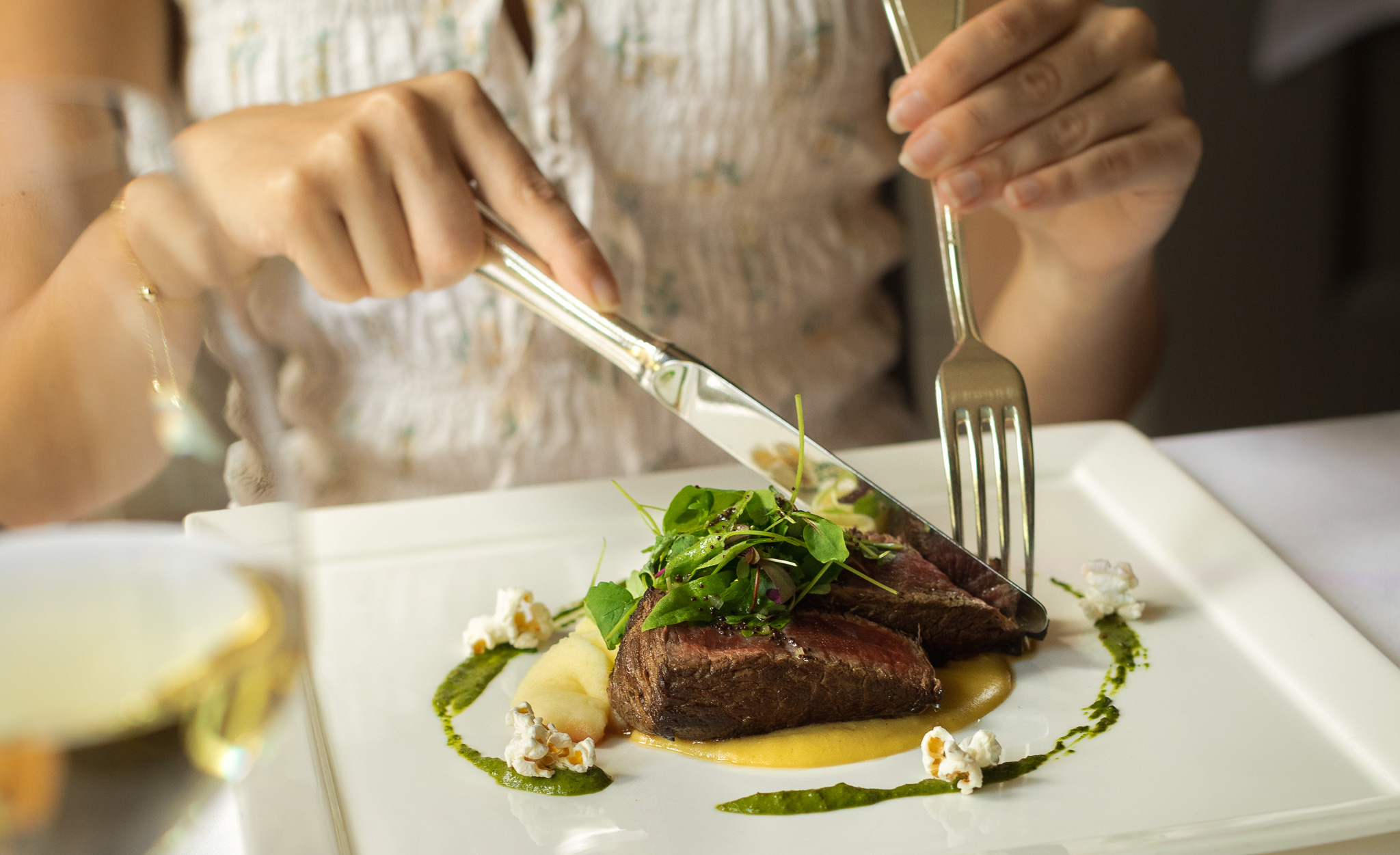 cutting steak